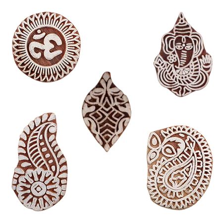 Set of 5 Piece New Mix Wooden Printing Blocks